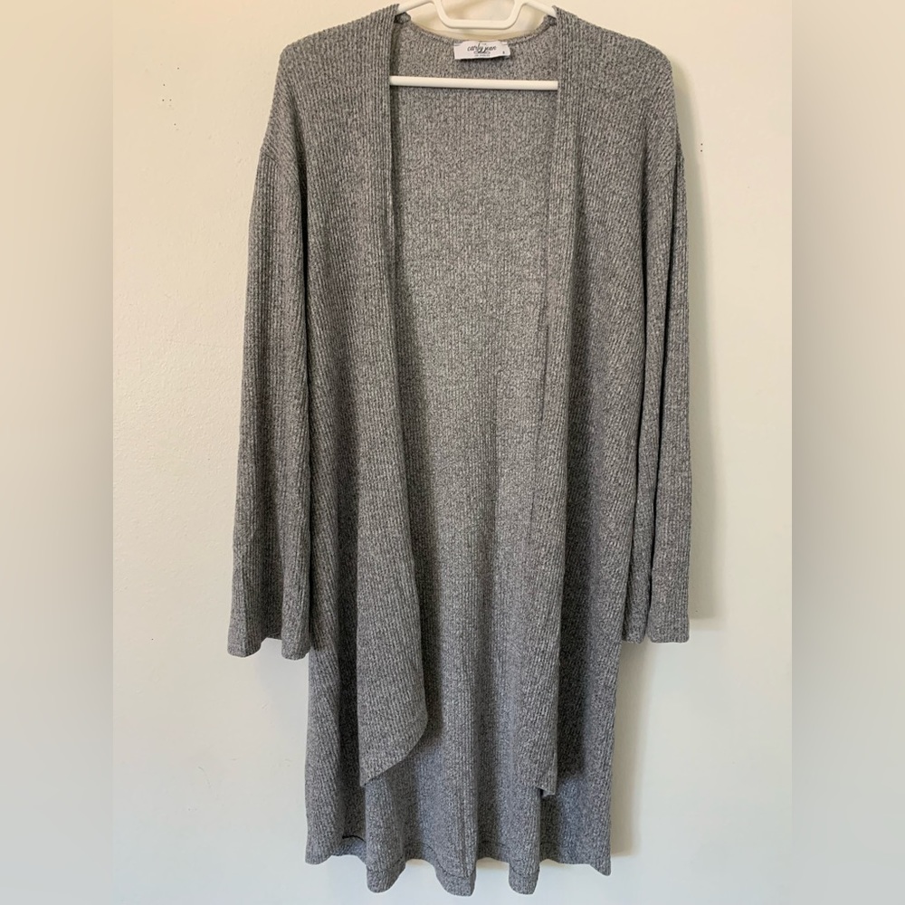 Carly Jean Los Angeles cardigan, heathered gray, size S